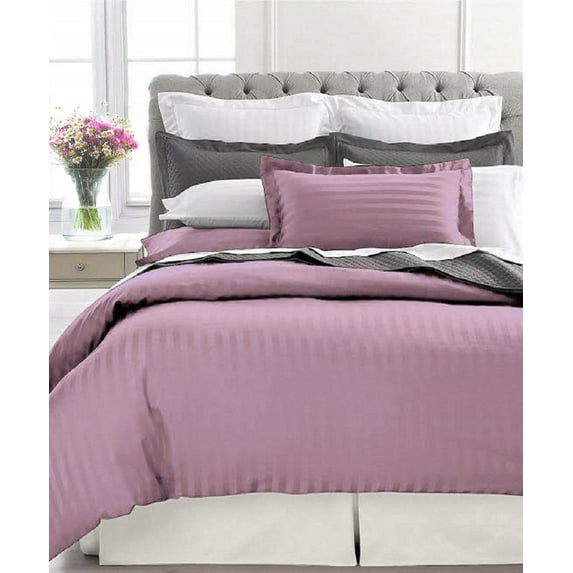 Home Design 1800 Series Luxurious Hotel Stripe Sheet Sets (Queen, Purple)