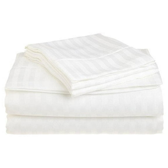 Home Design 1800 Series Luxurious Hotel Stripe Sheet Sets (Queen, White)