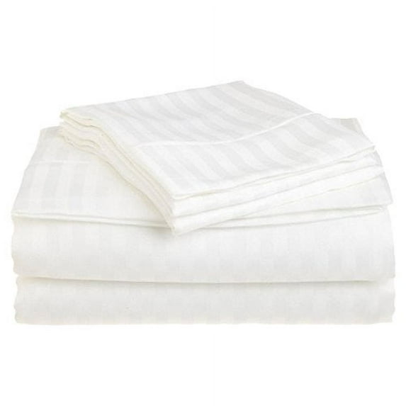 Home Design 1800 Series Luxurious Hotel Stripe Sheet Sets (Queen, White)