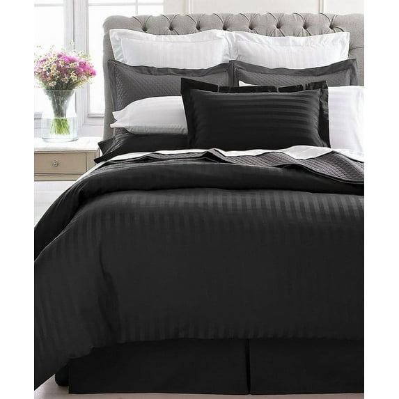 Home Design 1800 Series Luxurious Hotel Stripe Sheet Sets (Twin, Black)