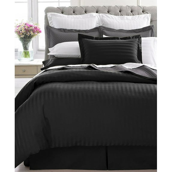 Home Design 1800 Series Luxurious Hotel Stripe Sheet Sets (Twin XL, Black)