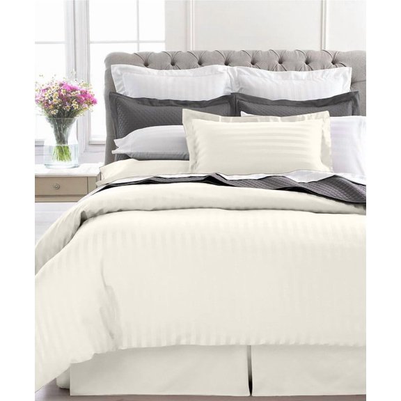 Home Design 1800 Series Luxurious Hotel Stripe Sheet Sets (Twin XL, Ivory)