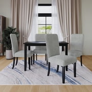 Home Design Guymon 5-Piece Dining Set with 1 Rectangular Table and 4 Slat-Back Cushioned Chairs, Black/Light Gray, Modern Style, Space-Saving