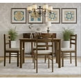 thumbnail image 1 of Home Design 5-Piece Milford Starter Modern Indoor Dining Set, Brown, Rounded-edge table, Ladder-back chairs, Padded seats, Small-space friendly, Elegant design, 1 of 9