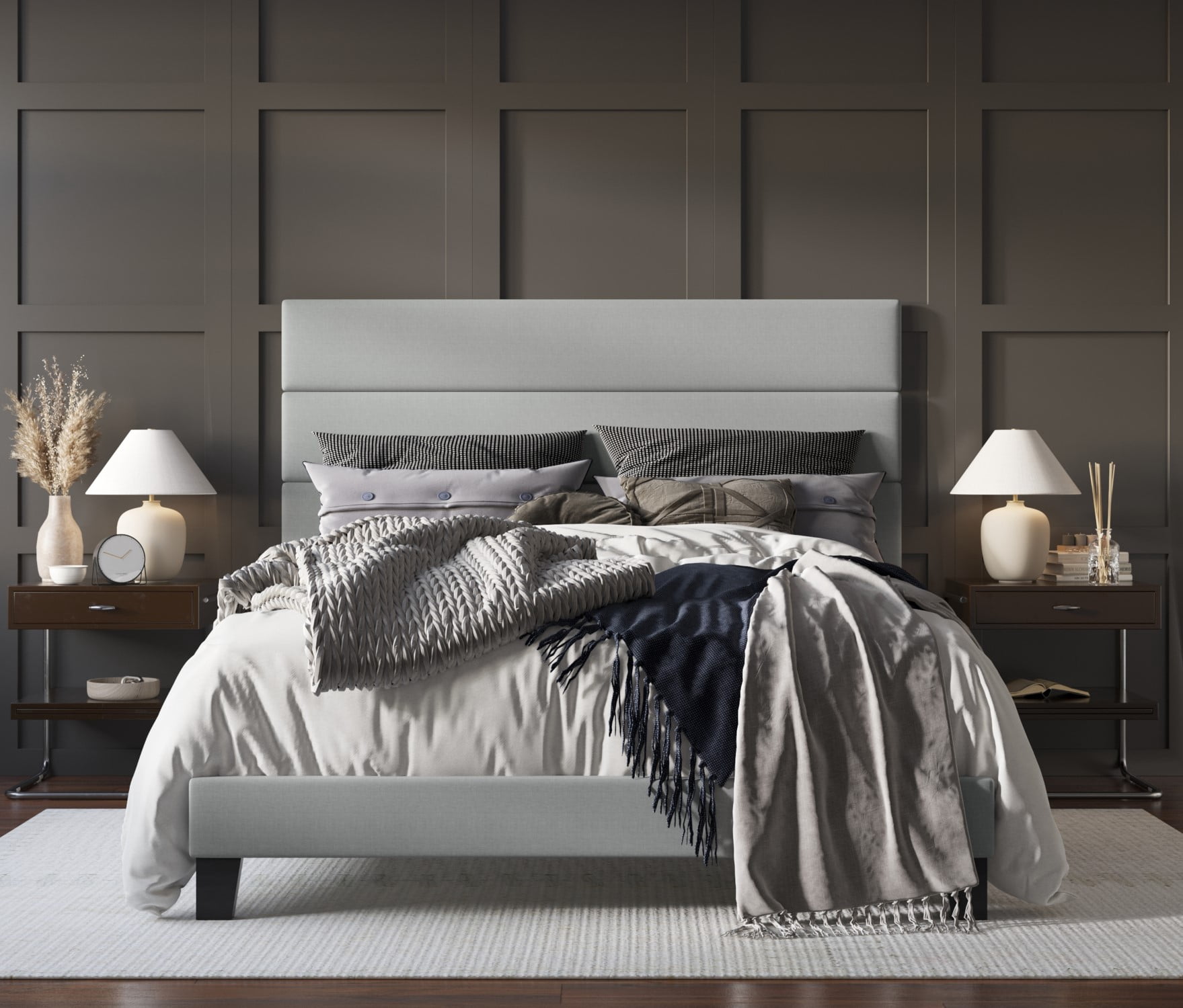 Home Design Adrian Full Upholstered Platform Bed Frame