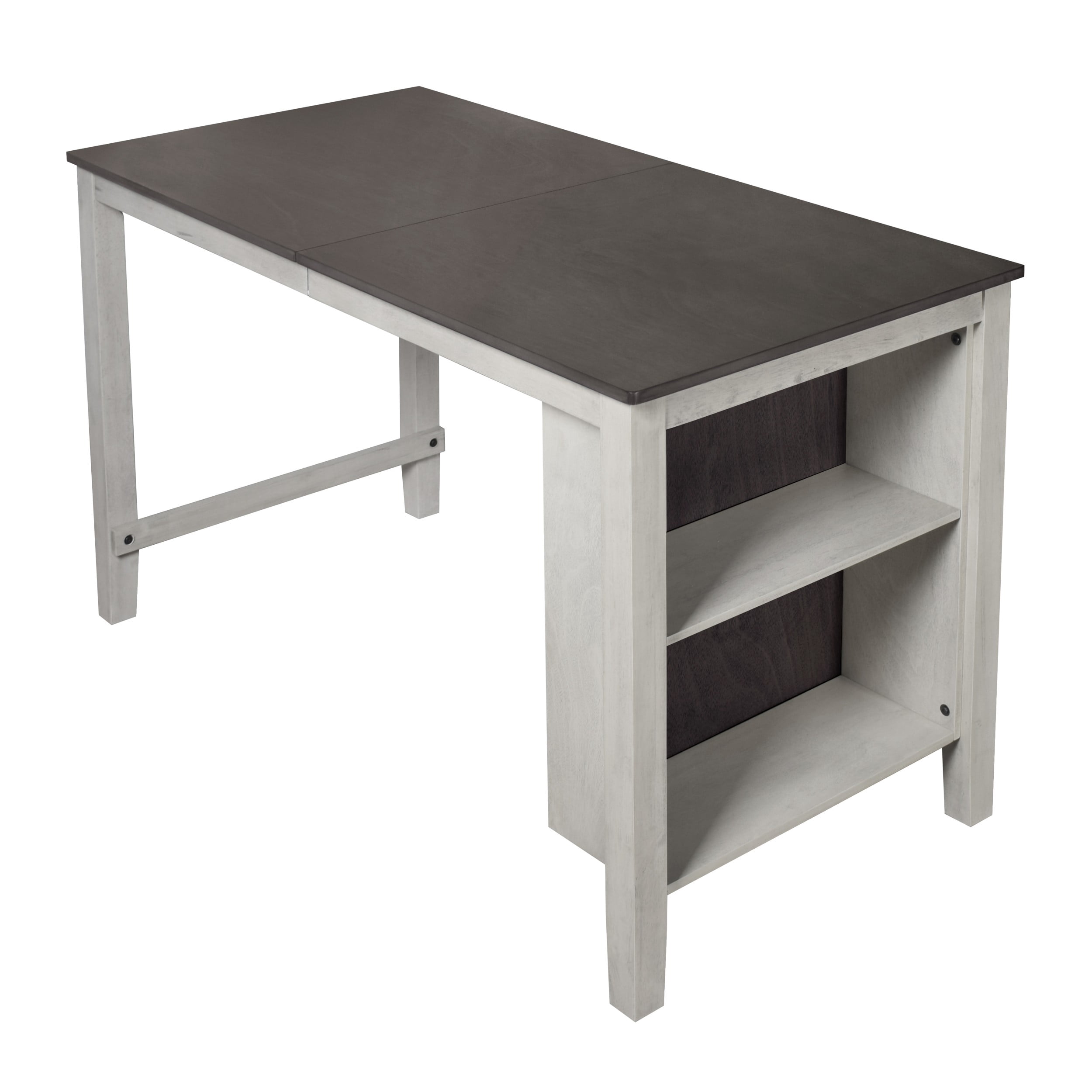 Home Design Africa Counter Height Table, Taupe/Antique Gray, Rectangular Wood Top, 3 Storage Shelves, Sturdy Legs, Modern Style, Space-Saving, Durable Construction