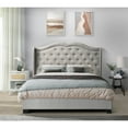 thumbnail image 1 of Home Design Aiden King Upholstered Panel Bed Frame with Tufted Headboard for Adult, Gray, Easy Assembly, 1 of 5