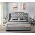thumbnail image 1 of Home Design Aiden Wingback King Upholstered Panel Bed Frame with Tufted Headboard for Adult, Silver Gray, Easy Assembly, 1 of 5