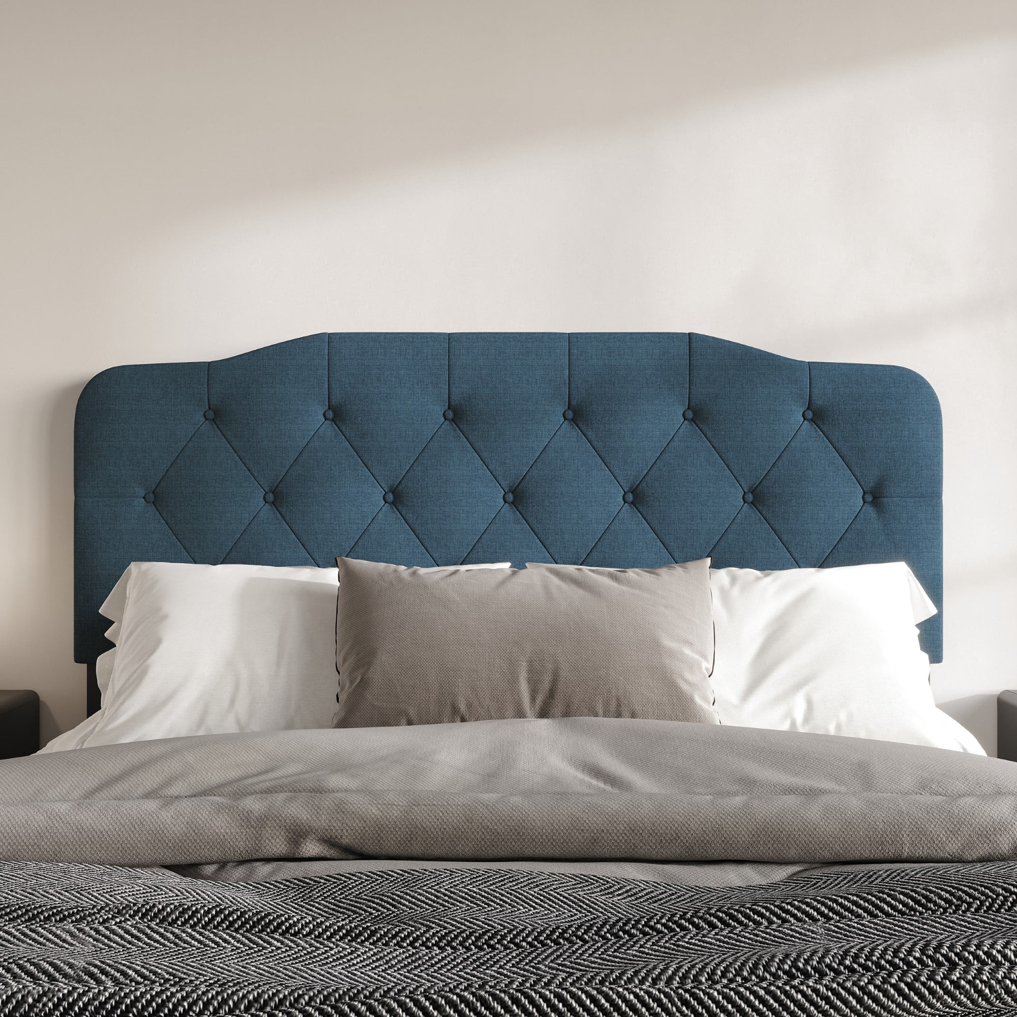 Home Design Albany Queen Tufted Upholstered Headboard with Adjustable ...