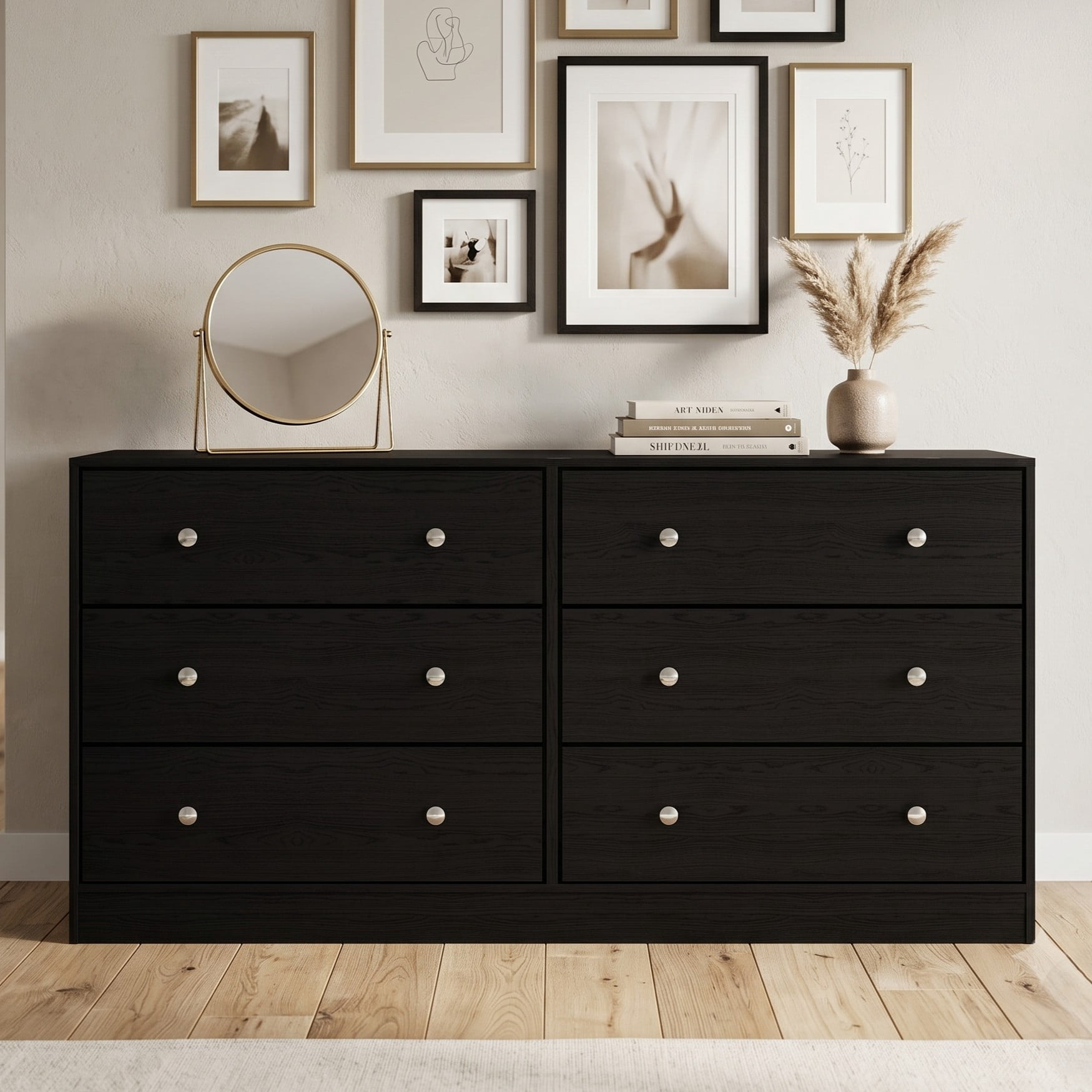 Home Design Altoona 6-Drawer Dresser, Modern Wood Grain Storage Dresser