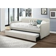 thumbnail image 1 of Home Design Amelia Twin Daybed with Linen Upholstery and Pull-Out Trundle, Track Arms, Rounded Backrest with Vertical Channel Tufting, Beige, 1 of 4