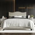 thumbnail image 1 of Home Design Anderson Full Upholstered Panel Bed with Tufted Wingback Headboard and Foam Cushioning, Warm Gray, Easy Assembly, 1 of 6