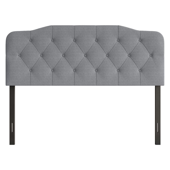 Home Design Angela Queen Button-Tufted Upholstered Headboard with Adjustable Height and Foam Padding, Grey, Easy assembly