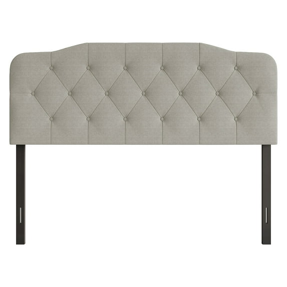 Home Design Angela Full Button-Tufted Upholstered Headboard with Adjustable Height and Foam Padding, Warm Grey, Easy assembly