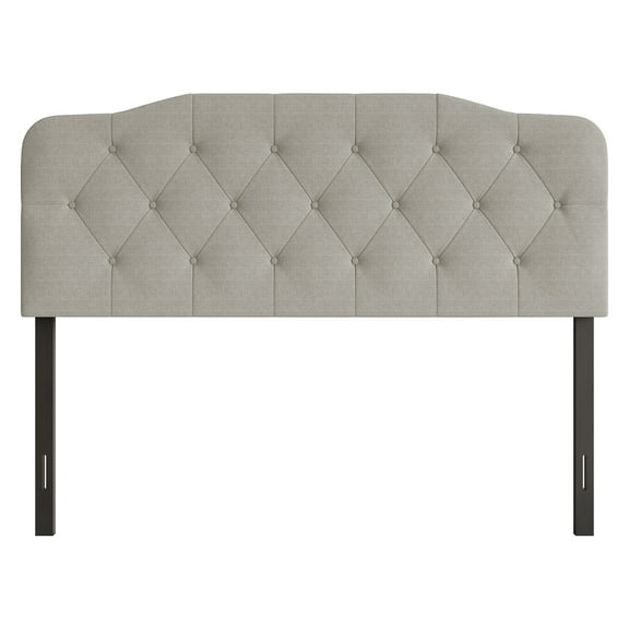 Home Design Angela Queen Button-Tufted Upholstered Headboard with Adjustable Height and Foam Padding, Warm Grey, Easy assembly