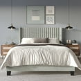 thumbnail image 1 of Home Design Ashland Twin Velvet Upholstered Panel Bed Frame with Wingback Headboard and Foam Padding, Light Gray, Easy Assembly, 1 of 11