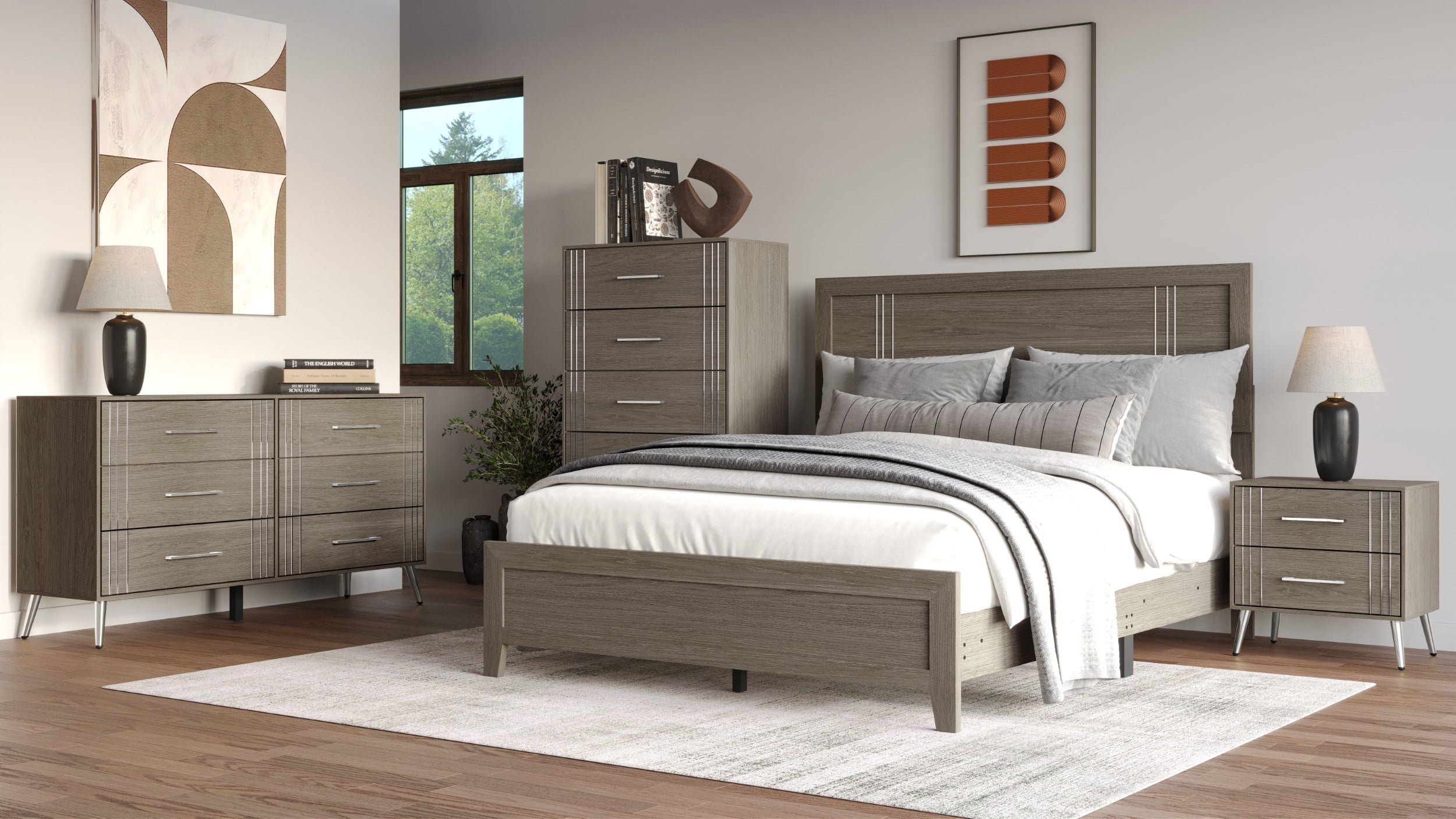 Home Design Ashwin King Bedroom Set, Gray
