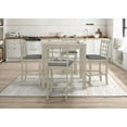 thumbnail image 1 of Home Design Azalea 5-Piece Counter Set, Antique Gray/Gray, Square Table with Slat-Back Cushioned Chairs, Modern Minimalist Style, 1 of 7