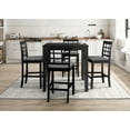 thumbnail image 1 of Home Design Azalea 5-Piece Counter Set, Black/Gray, Square table, Slat-back cushioned chairs, Comfortable seating, Sturdy legs, Modern minimalist style, Space-saving, 1 of 9