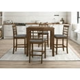 thumbnail image 1 of Home Design Azalea 5-Piece Counter Set, Brown/Gray, Square table, Slat-back cushioned chairs, Comfortable seating, Sturdy legs, Modern minimalist style, Space-saving, 1 of 9