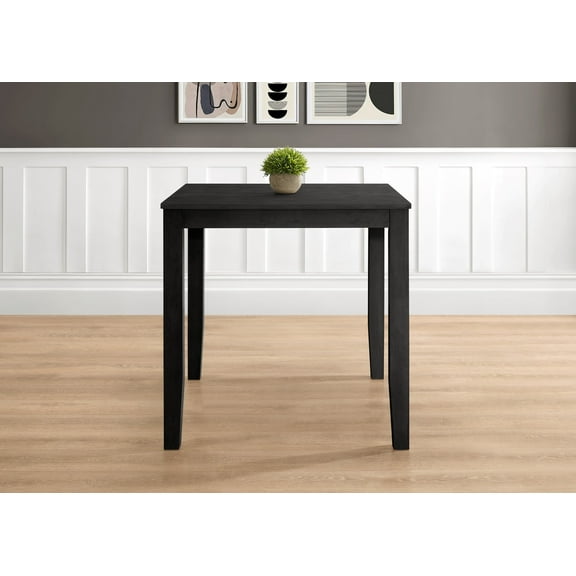 Home Design Azalea Black Square Counter Table with Sturdy Wood Legs, Modern Minimalist Style, Durable Construction, Easy Assembly, Adult