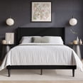 thumbnail image 1 of Home Design Bangor Queen Upholstered Wingback Platform Bed Frame, Linen, No Box Spring Required, Black, 1 of 7