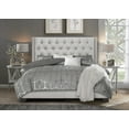 thumbnail image 1 of Home Design Brady King Upholstered Panel Bed with Tufted Wingback Headboard, Silver Faux Leather, 1 of 7