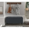 thumbnail interactive-video image 1 of Home Design Braylen Upholstered 42" Flip Top Storage Bench with Button Tufted Velvet Seat, Spacious Hidden Storage, Modern Rectangular Design for Bedroom or Living Room, Gunmetal, 1 of 6