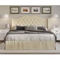 thumbnail image 1 of Home Design Bruce Full Tufted Upholstered Platform Bed Frame with Wingback Headboard and Nailhead Trim, Beige, Easy Assembly, 1 of 5