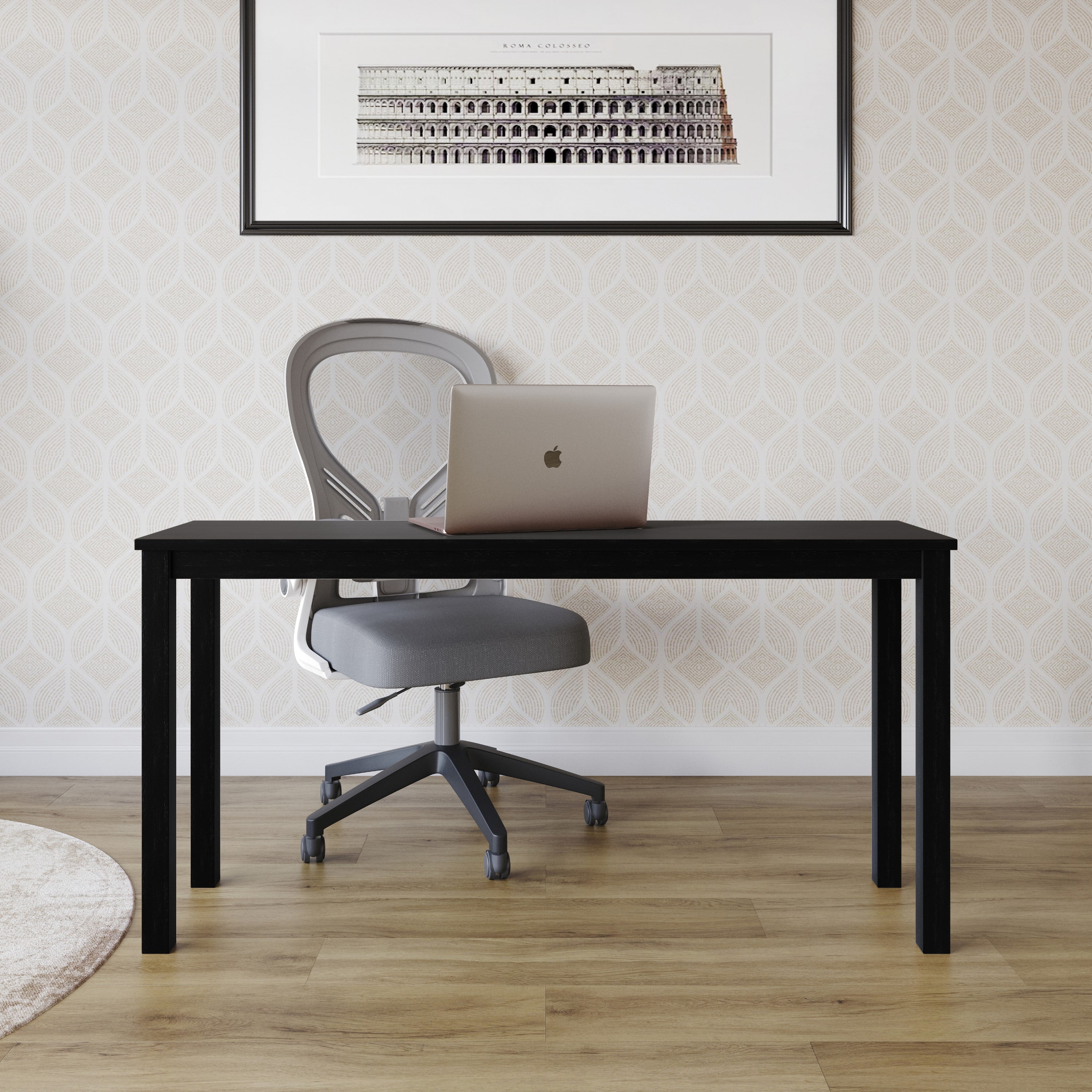 Home Design Camden Writing Desk with Spacious Tabletop and Sturdy Legs, Modern Streamlined Design for Home Office, Study Nook, or Living Space, Black