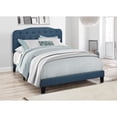 thumbnail image 1 of Home Design Carmel Upholstered Queen Panel Bed Frame with Curved Tufted Headboard and Padded Seat, Blue, Easy assembly, 1 of 6