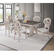 Home Design Rahma 6-Piece Dining Chair Set with Decorative Back, Padded Seat, Sturdy Wood Frame, Classic Design, Durable Construction, Warm Gray/Antique Gray