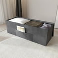 thumbnail interactive-video image 1 of Home Design Chico 42" Tufted Upholstered Folding Storage Bench with Deep Cushion and Front Pocket, Multi-Purpose Rectangular Design for Bedroom, Entryway, or Living Room, Dark Gray, 1 of 10