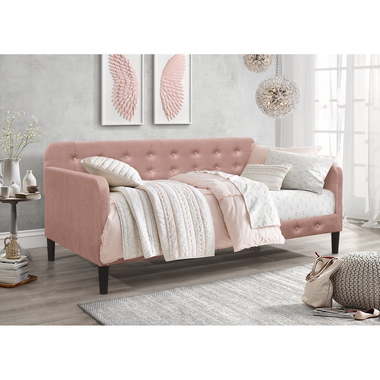 Chloe Versatile Daybed in Pink Velvet with Classic Button Tufted