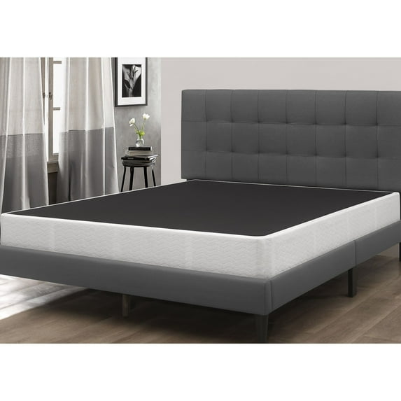 Home Design Clara 8" Wood Queen Box Spring with Wooden Slats and Sturdy Frame, Natural Wood, Easy assembly