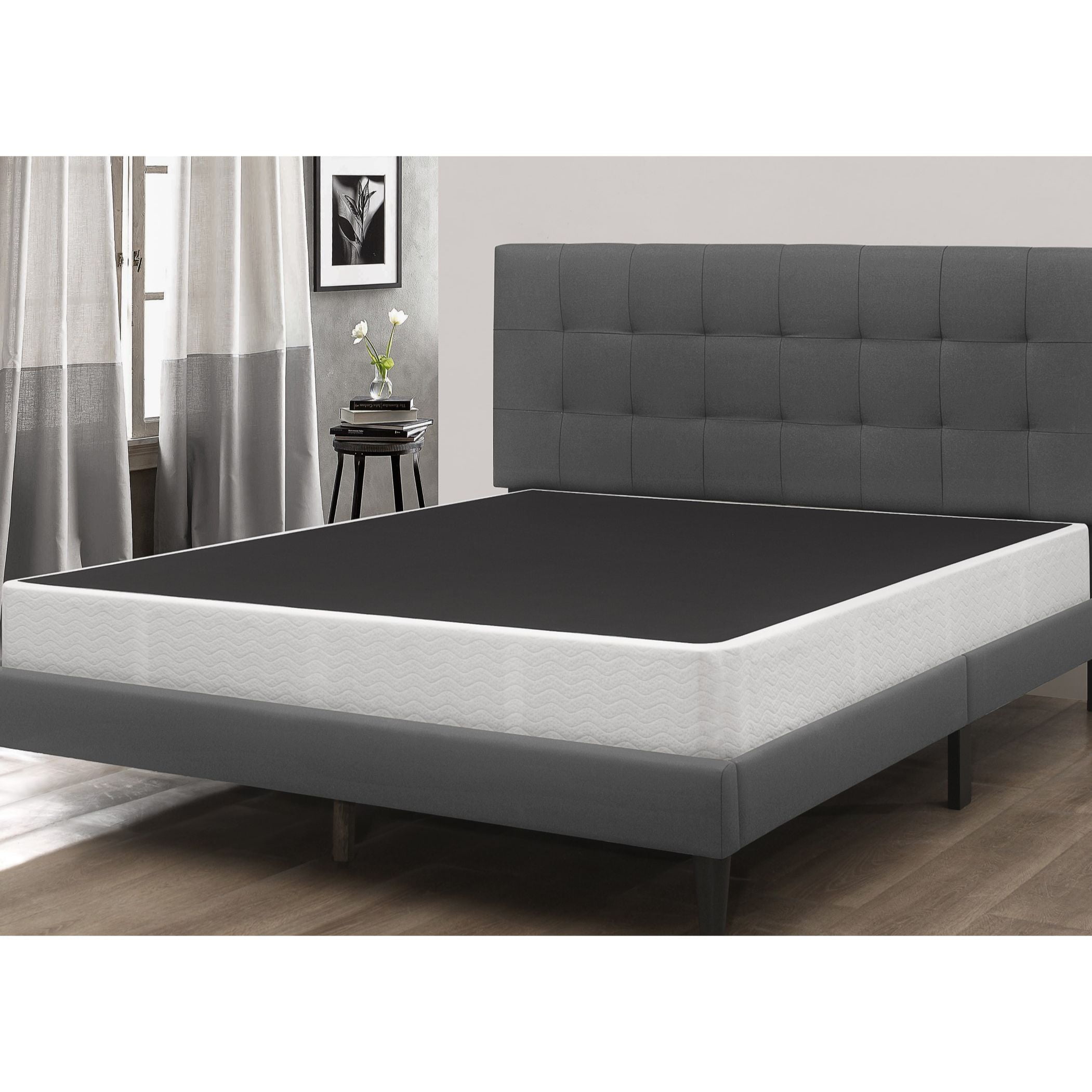 Home Design Clara 8" Wood Twin Box Spring with Wooden Slats and Sturdy Frame, Natural Wood, Easy assembly