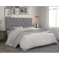 Home Design Concetta Twin Tufted Upholstered Adjustable Headboard, Silver Gray, Velvet with Diamond Button Tufting, Modern Bedroom Furniture