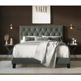 thumbnail image 1 of Home Design Daisy Twin Modern Upholstered Platform Bed Frame with Button Tufted Headboard, PU Gray Leather, Easy Assembly, 1 of 7