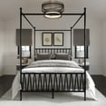 thumbnail image 1 of Home Design Dallas Full Metal Canopy Bed with Zigzag Headboard and Under-Bed Storage, Black, 1 of 1