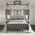 thumbnail image 1 of Home Design Dallas King Metal Canopy Bed with Zigzag Headboard and Under-Bed Storage, Brown, 1 of 1