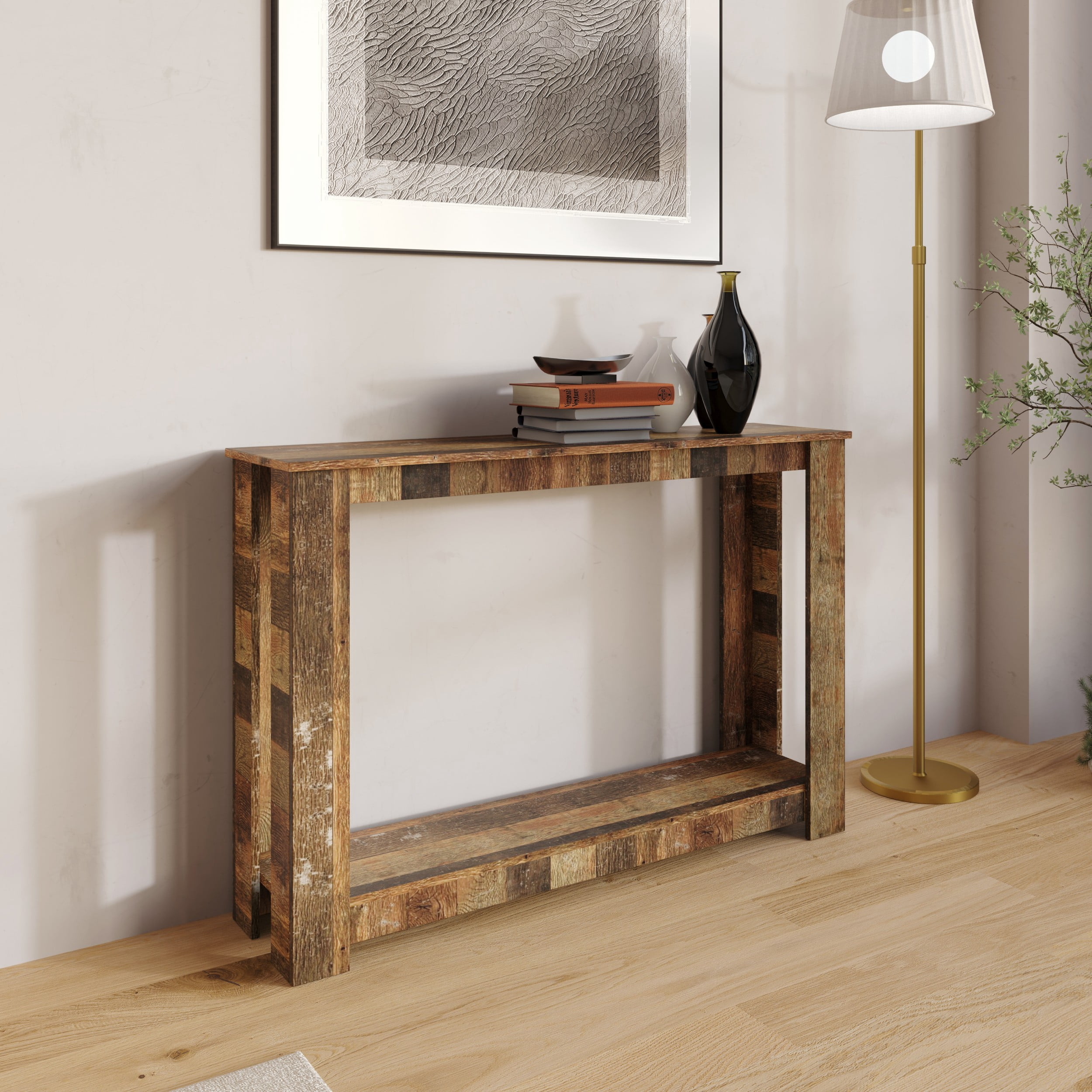 Home Design Dearborn 48" Console Table, Modern Indoor Entryway Sofa Table with Open Shelf for Living Room, Hallway & Foyer