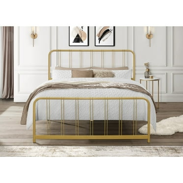 Home Design Debra Twin Metal Platform Bed Frame with Sturdy Frame and Openwork Design, Gold, Easy Assembly