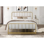 Home Design Debra Twin Metal Platform Bed Frame with Sturdy Frame and Openwork Design, Gold, Easy Assembly