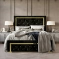 thumbnail image 1 of Home Design Deena Queen Upholstered Panel Bed Frame with Diamond Tufting and Gold Legs, Black, Easy Assembly, 1 of 6