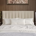 thumbnail image 1 of Home Design Dennis Queen Upholstered Headboard with Vertical Channel Design, Adjustable Height, Beige, 1 of 8