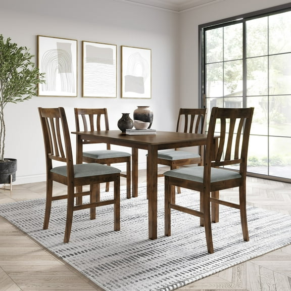 Home Design Denton Dining Chair (Set of 4), Brown/Gray, Cushioned Seat, Ladder-Back Design, Comfortable Seating, Sturdy Frame, Modern Style