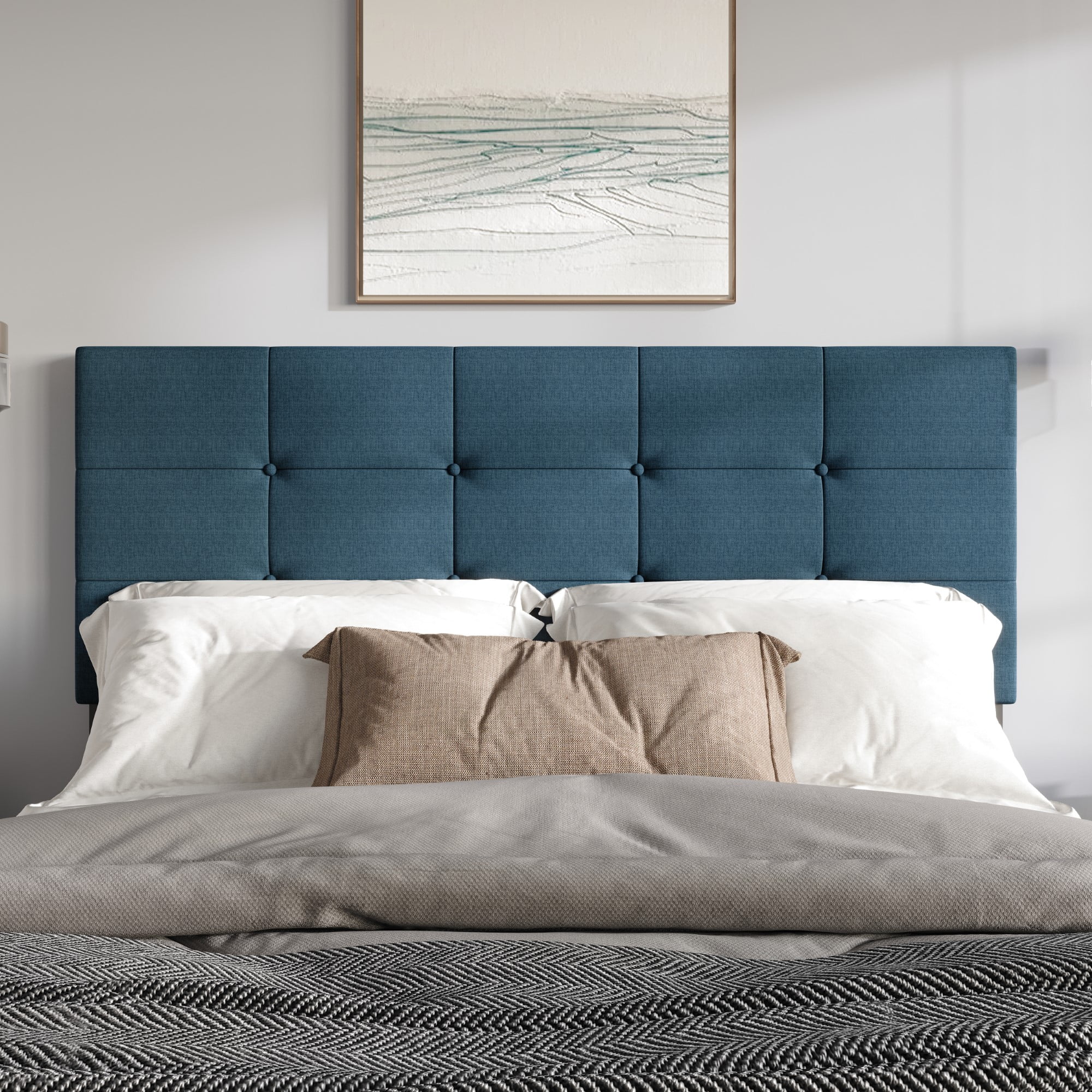 Home Design Dillon King Tufted Upholstered Headboard with Foam Padding ...