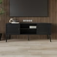 thumbnail image 1 of Home Design Dixon 63" TV Stand with Spacious Storage Compartments and Open Shelves, Modern Vintage Design for Living Room, Black, 1 of 9