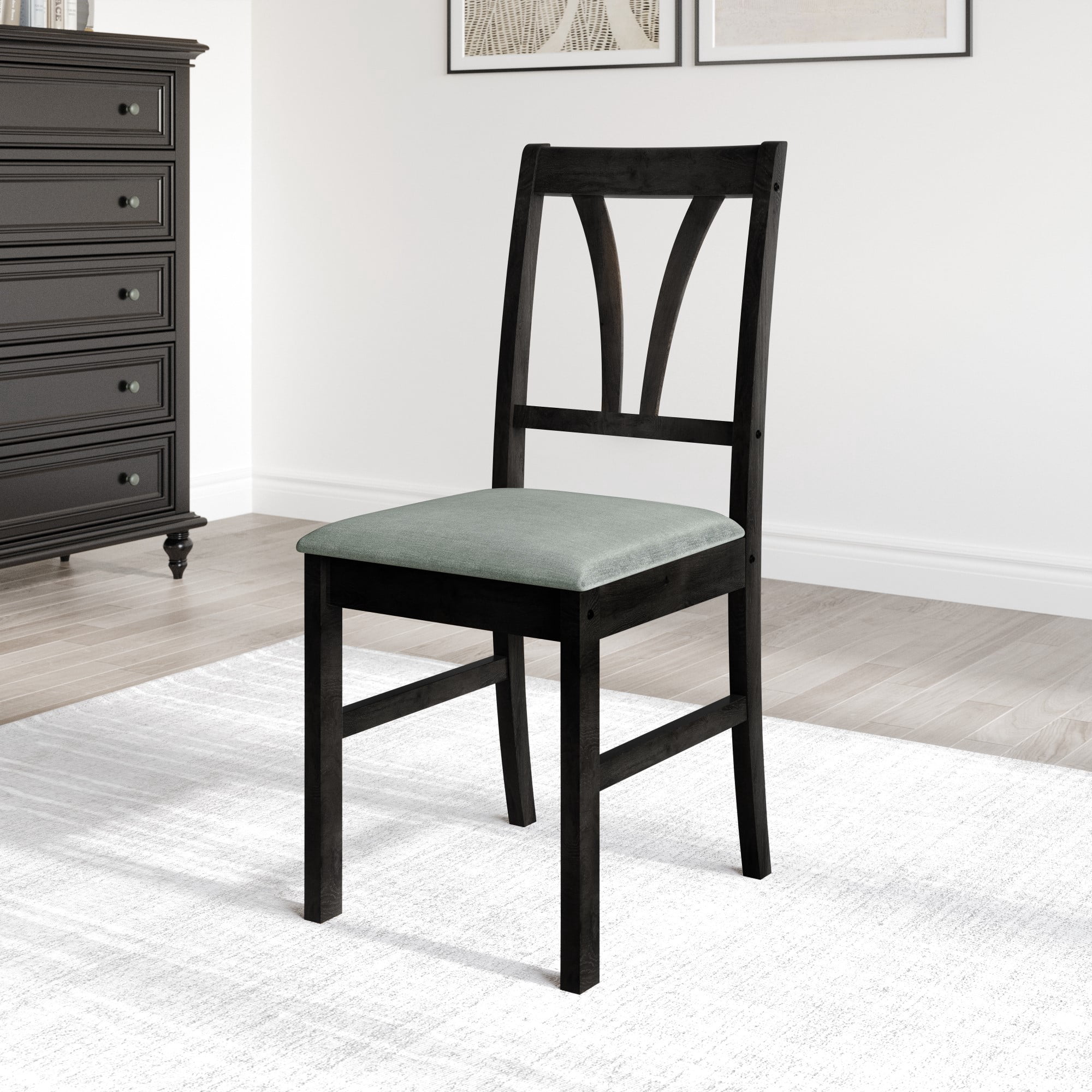 Home Design Dothan 4-Piece Counter Height Dining Chair Set with Padded Seats, Slat-Back Design, Sturdy Wood Frame, Modern Style, Black