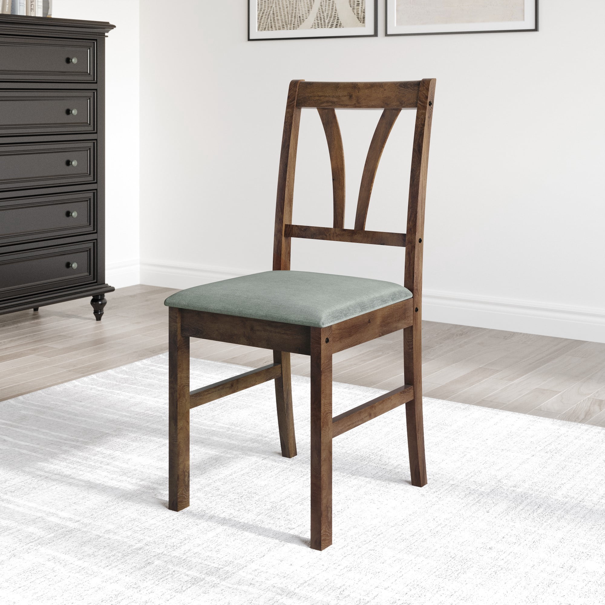 Home Design Dothan 4-Piece Counter Height Dining Chair Set with Padded Seats, Slat-Back Design, Sturdy Wood Frame, Modern Style, Brown